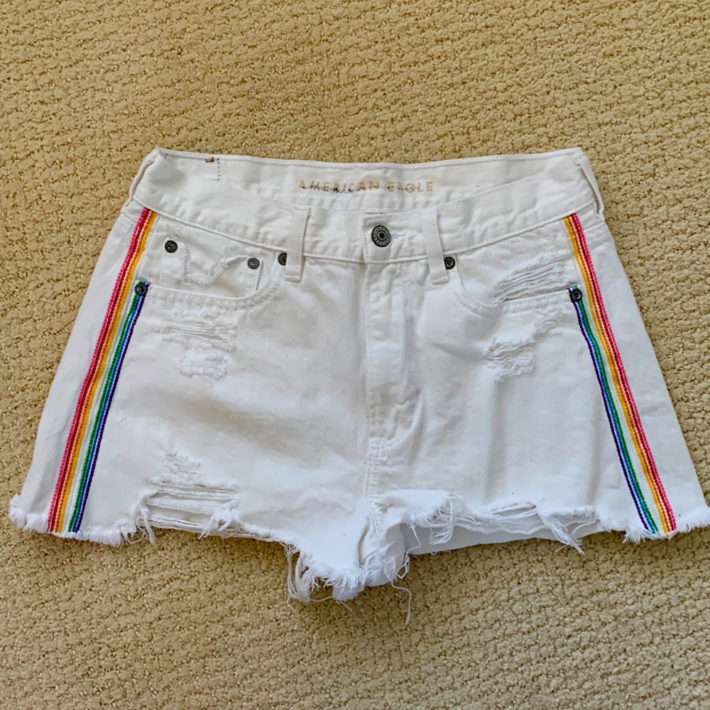 COPY - American Eagle white cutoff jean shorts